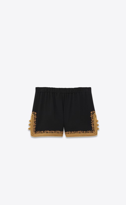 Shorts in sablé and embroidered braid